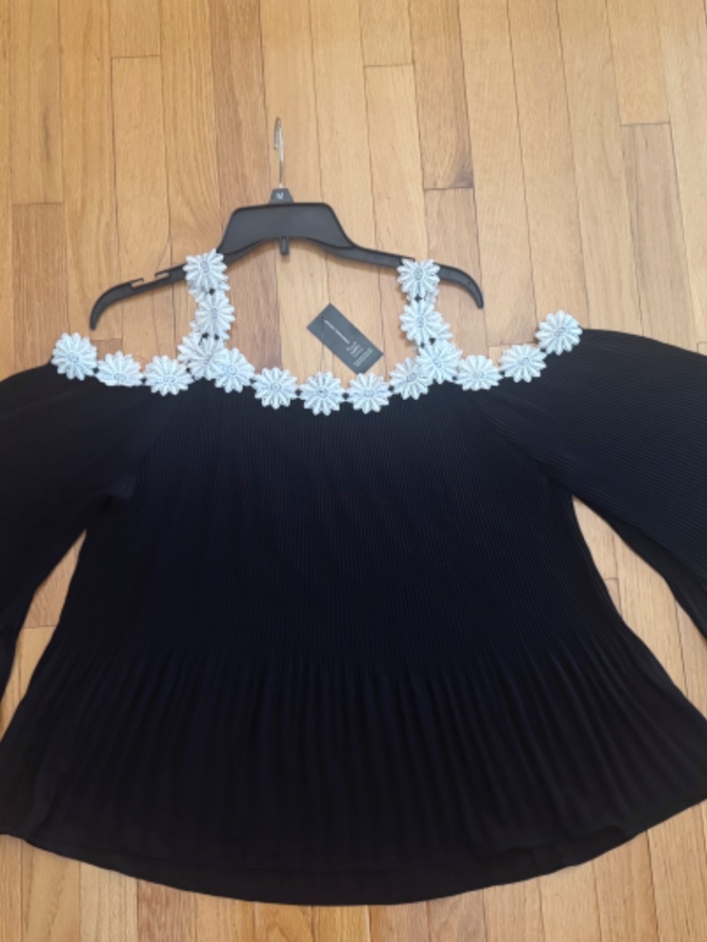 INC Black top with white flowers
